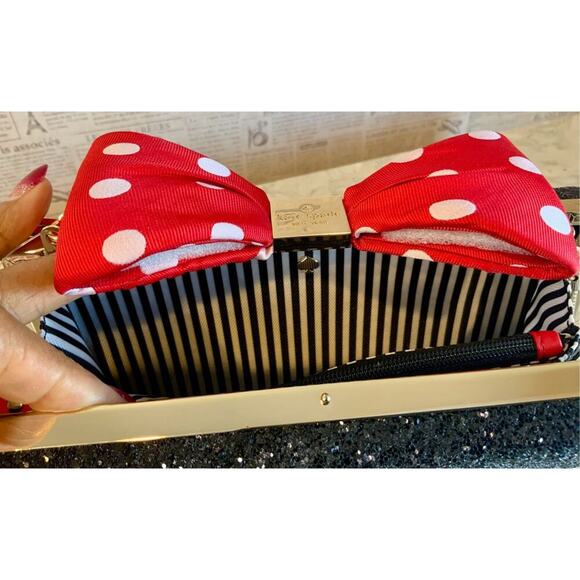 Kate Spade Minnie Mouse Black Glitter Bow Bag - Picture 7 of 10